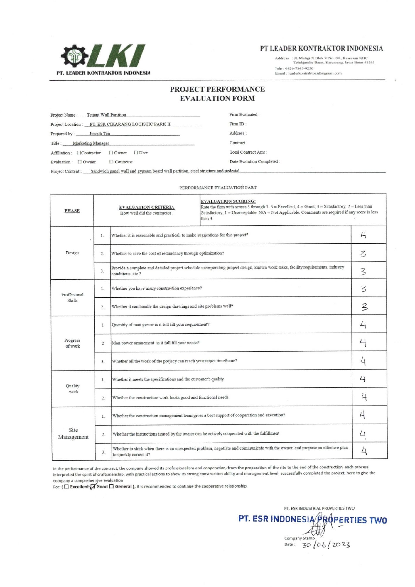 Survey Kepuasan pelanggan PT Indonesia Properties - PT Leader Kontraktor Indonesia